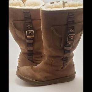 Womens UGG Australia Knee High Full Zip Up Beige Winter Boots F19010G Size 10